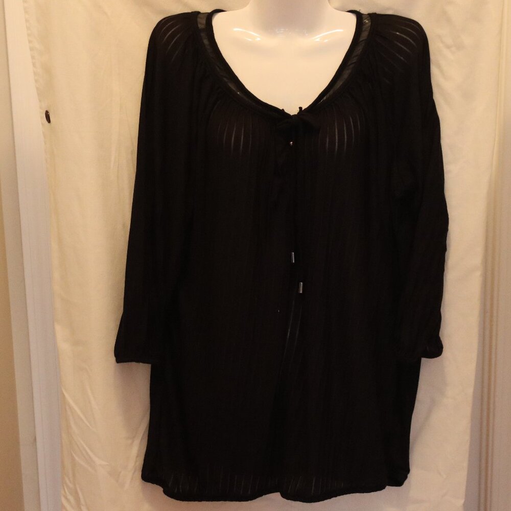 French Laundry Woman Black Sheer Blouse size 18-20
